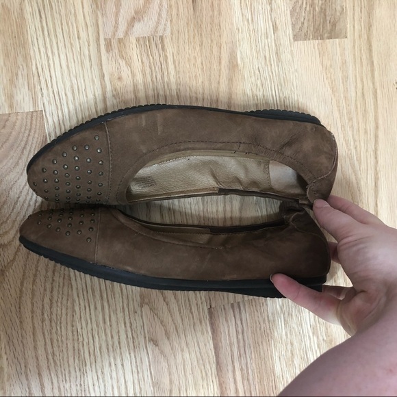 Josef Seibel Studded Toe Brown Leather Flats Sz 37 - Picture 2 of 7